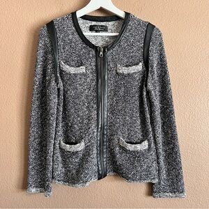 Rag & Bone Blue Blazer with Leather Trim and Modern Zipper Closure Size Medium
